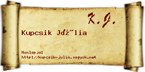 Kupcsik Júlia névjegykártya